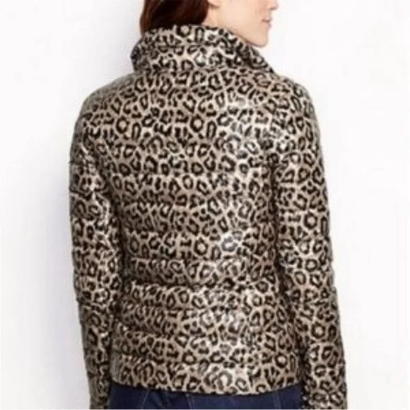 Lands End Packable Puffer Jacket Leopard Print S - Picture 3 of 12